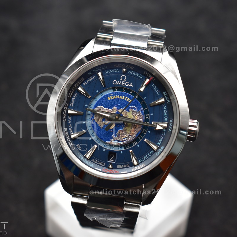 Aqua Terra Worldtimer VSF 1:1 Best Edition Blue Dial on SS Bracelet A8938 Super Clone